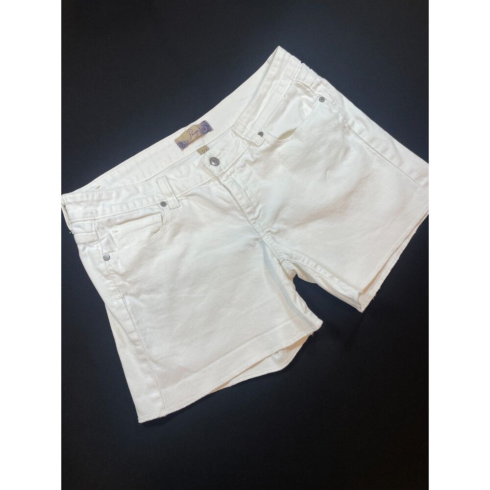 ~ PAIGE 27 Jean Shorts Jimmy Jimmy Rolled Hem Zip Low/Mid-Rise Dylan Denim White - Picture 13 of 16